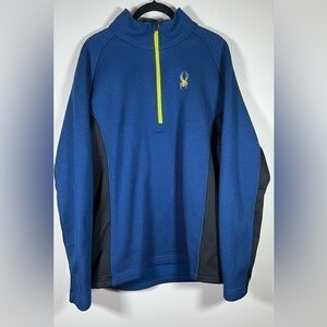SPYDER core outbound sweater XL blue 1/4 zip thermal waffle knit pullover skater